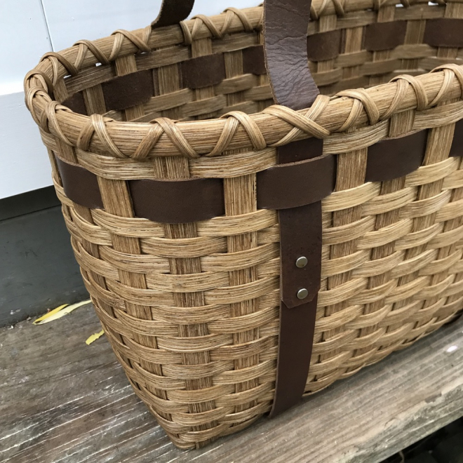 Leather Handled Tote Basket