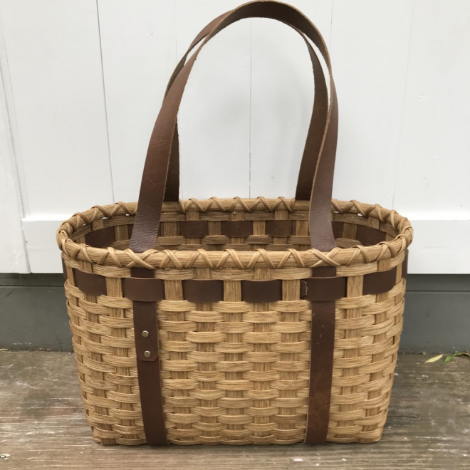 Leather Handled Tote Basket