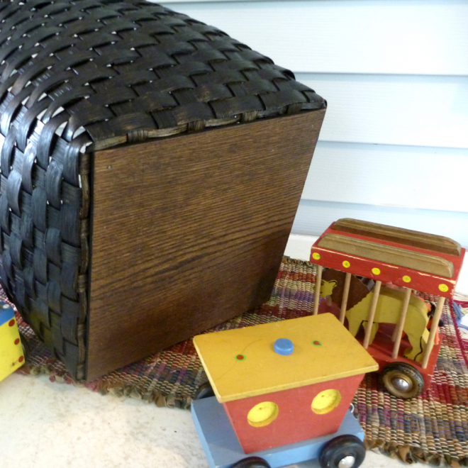 Wooden Bottom Toy Basket - Painted