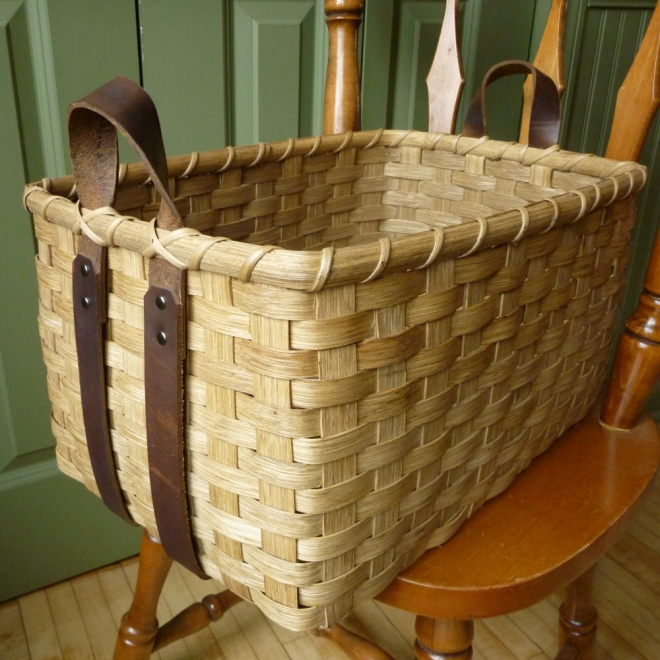 Leather Handled Storage Basket Leather