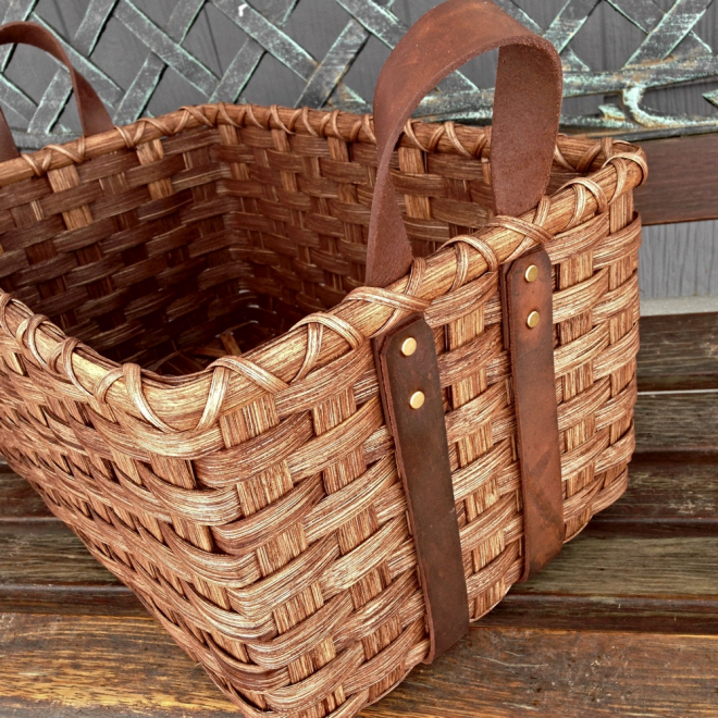 Leather Handled Storage Basket