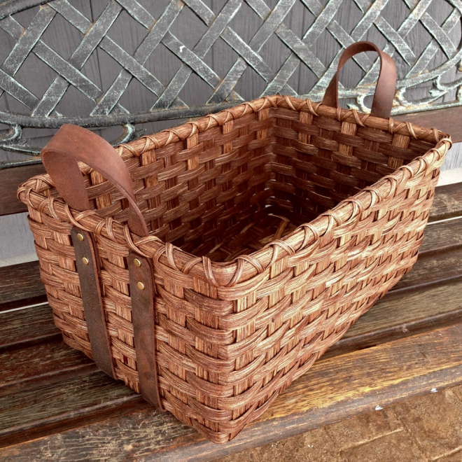 Leather Handled Storage Basket