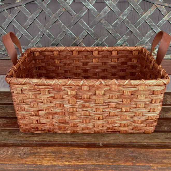 Leather Handled Storage Basket