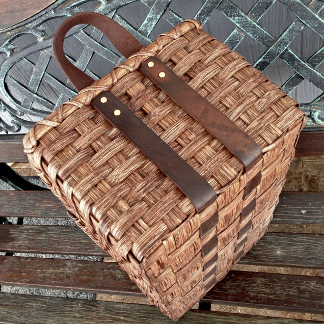 Leather Handled Storage Basket