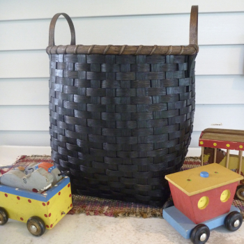 Wooden Bottom Toy Basket - Painted